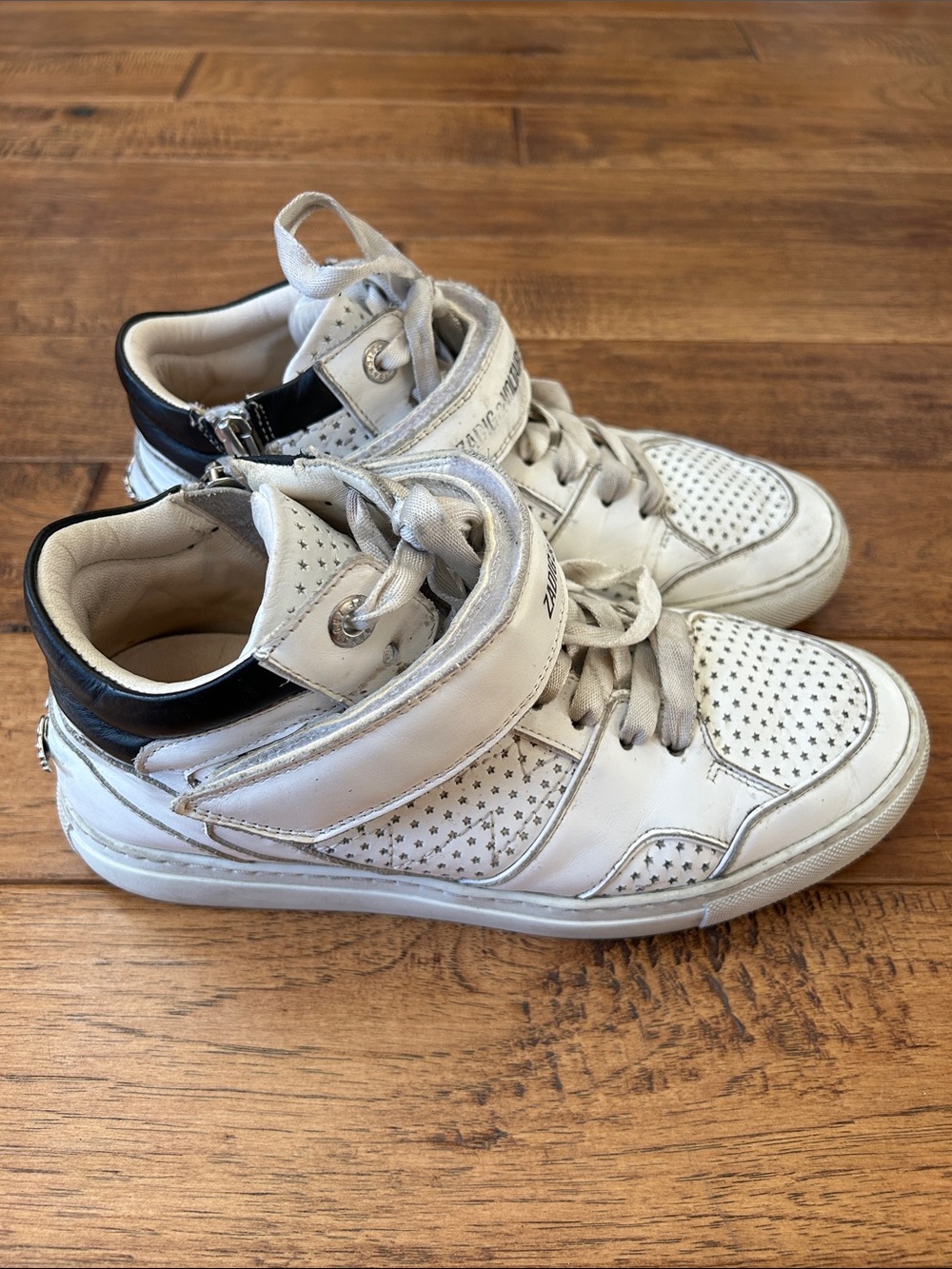 Zadig & Voltaire ZV1747 Mid Flash Smooth Sneakers White Leather Size 38